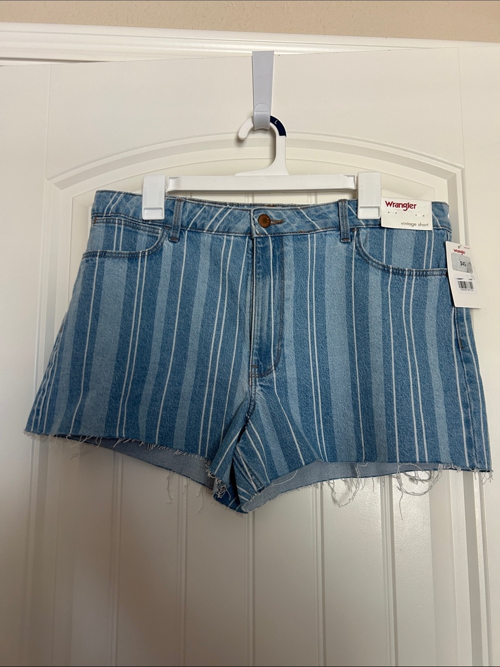 Wrangler Blue Striped Denim Shorts